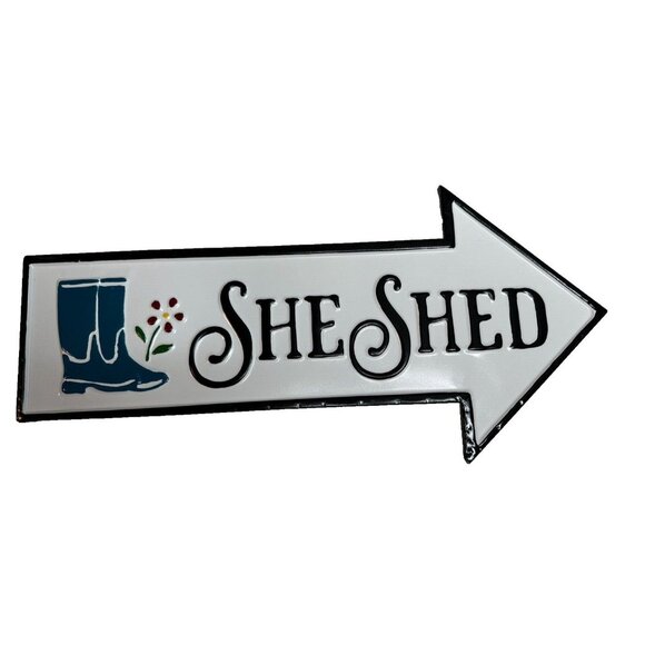 She Shed Metal Tin Sign For Backyard Sheds Craft Sewing Room 21x6" Mom Gift Ganz - Picture 1 of 5